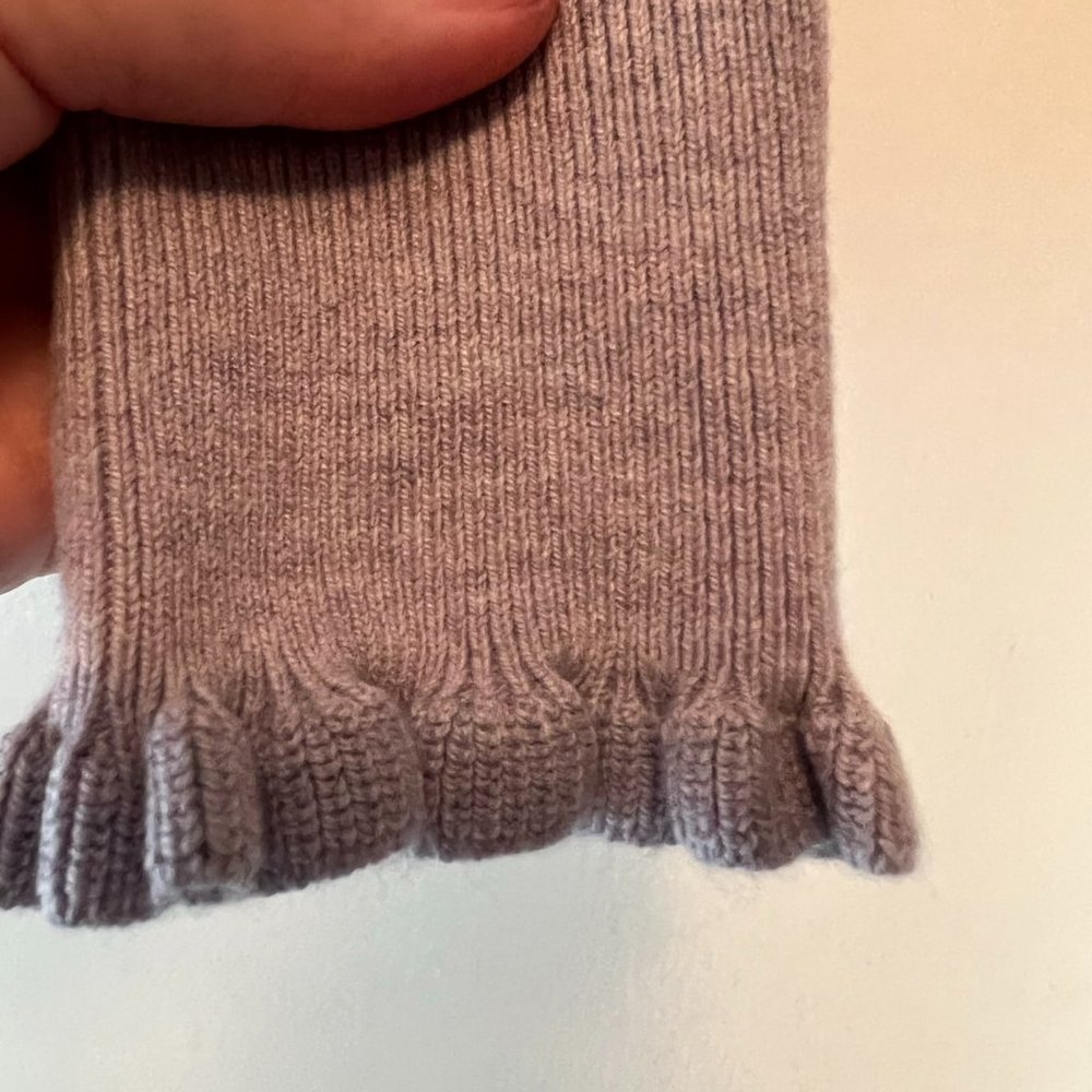 LOFT Lavender Mock Turtleneck Sweater w/Ruffle Cuffs, Size Medium. - Picture 2 of 2